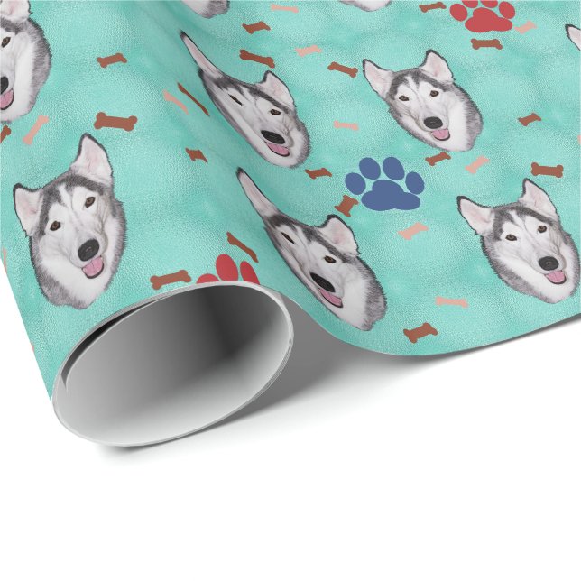 Siberian Husky Wrapping Paper (Roll Corner)