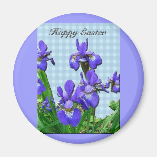Siberian Iris Happy Easter Coordinated Items Magnet (Front)
