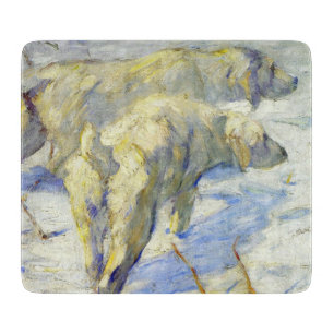 Siberian Sheepdogs in the Snow (Winter Scene) Cutting Board
