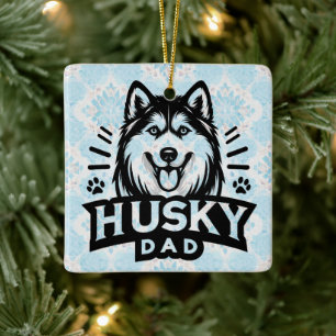 Siberian Spirit: Embracing Fatherhood as Husky Dad Ceramic Ornament