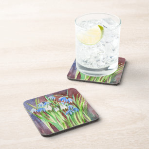 Siberian squill blue spring flower painting coaster
