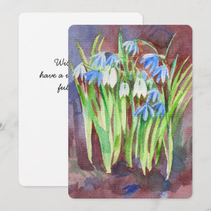 Siberian squill blue spring flower painting holiday card
