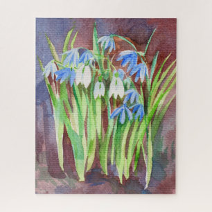 Siberian squill blue spring flower painting jigsaw puzzle