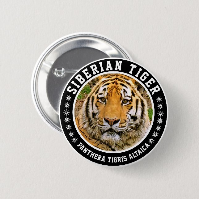 Siberian Tiger 6 Cm Round Badge (Front & Back)