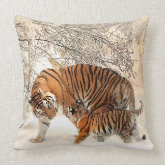 Siberian Tiger and Cub Pillow