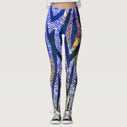 Siberian Tiger blue pattern Leggings