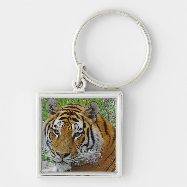 Siberian Tiger Closeup Photo of Face Key Ring (Front)