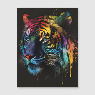 Siberian Tiger, Digital Watercolor Art, Rainbow