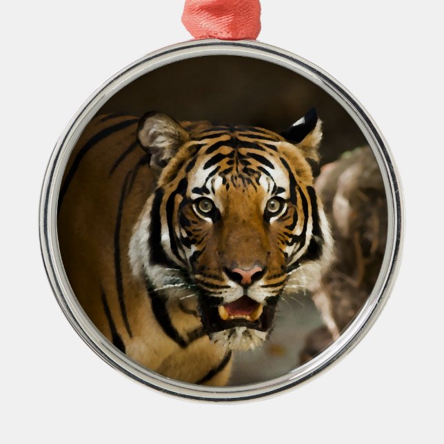 Siberian Tiger Metal Tree Decoration (Front)