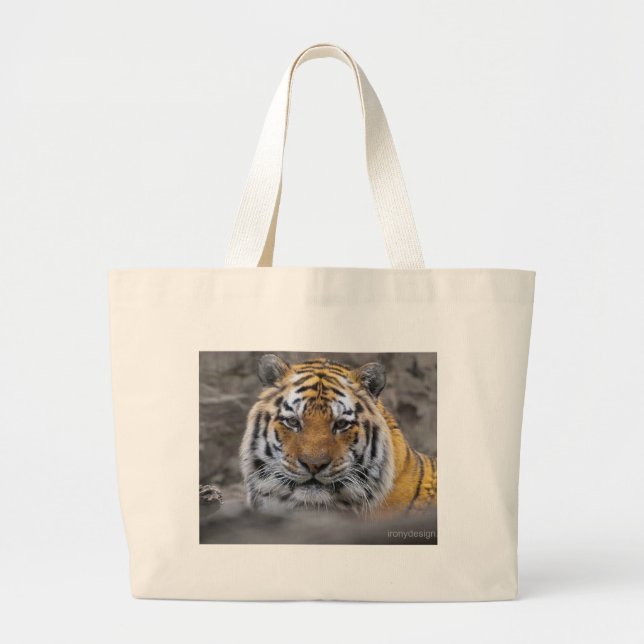 Siberian Tiger Photograph Large Tote Bag (Front)