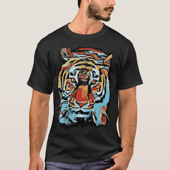 Siberian tiger pop art style of the chinese zodiac T-Shirt (Front)