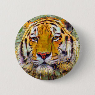 Siberian Tiger [Round Tin Badge] 6 Cm Round Badge