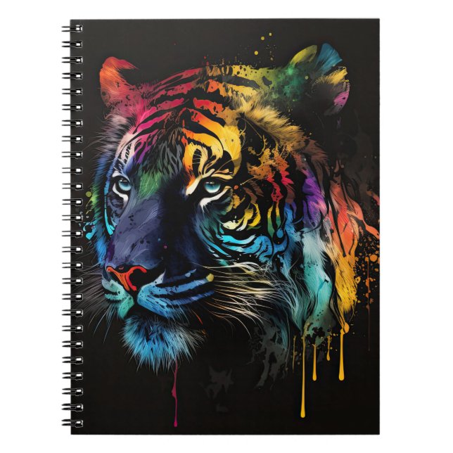 Siberian Tiger Spiral Photo Notebook, Rainbow Notebook (Front)