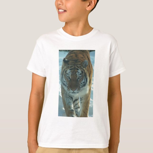 Siberian Tiger Stalking Kids Shirt (Front)