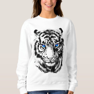 Siberian White Tiger Head - Tiger Blue Eyes Sweatshirt