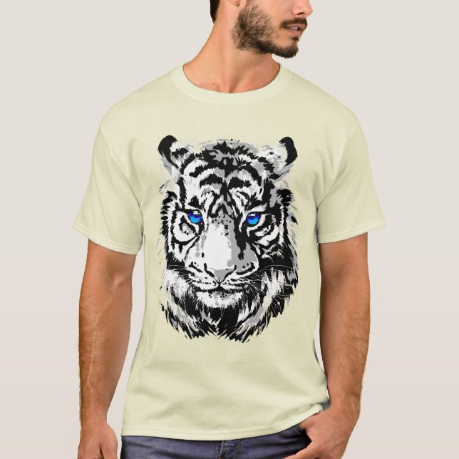 Siberian White Tiger Head - Tiger Blue Eyes T-Shir T-Shirt (Front)