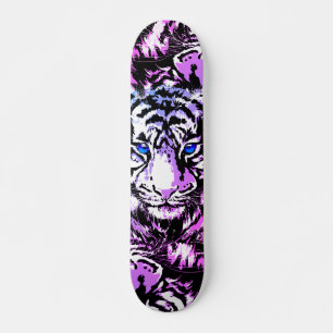 Siberian White Tiger Head - Tiger Skateboard Blue