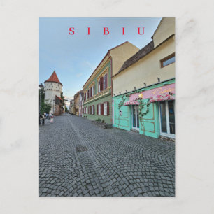 Sibiu street view postcard