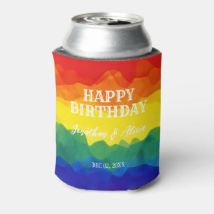 Sibling Colourful Rainbow Joint Birthday  Can Cooler