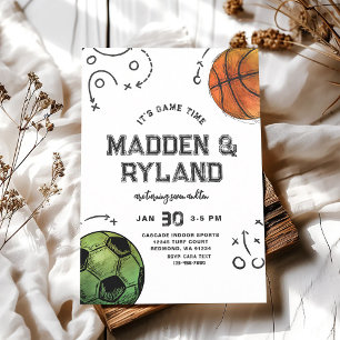 Sibling Sports Birthday Party Invitation