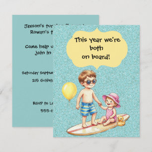Siblings Birthday Party Digital Download Invitation
