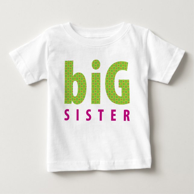 SIBLINGS COLLECTION - big sister {lime} Baby T-Shirt (Front)