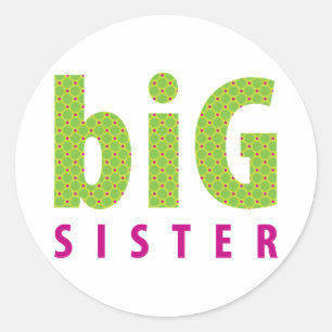 SIBLINGS COLLECTION - big sister {lime} Classic Round Sticker