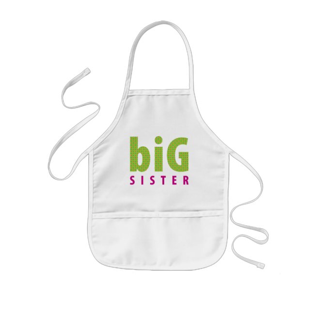 SIBLINGS COLLECTION - big sister {lime} Kids Apron (Front)