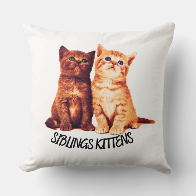 Siblings kittens, two cute cats cushion (Front)