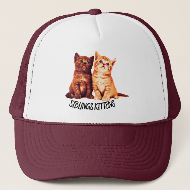 Siblings kittens, two cute cats trucker hat (Front)