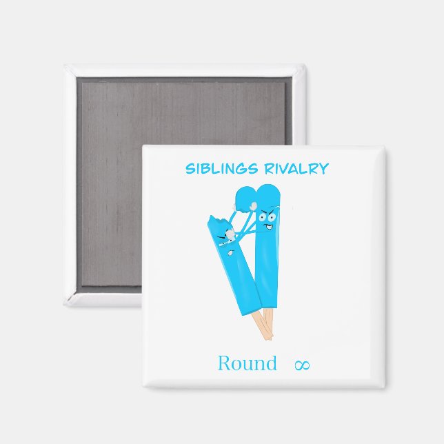 Siblings Rivalry – Funny Popsicle Illustration Magnet (Front/Back)