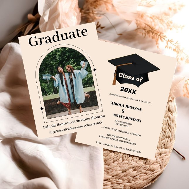 Siblings Rose gold 2023 graduation announcement (Creator Uploaded)