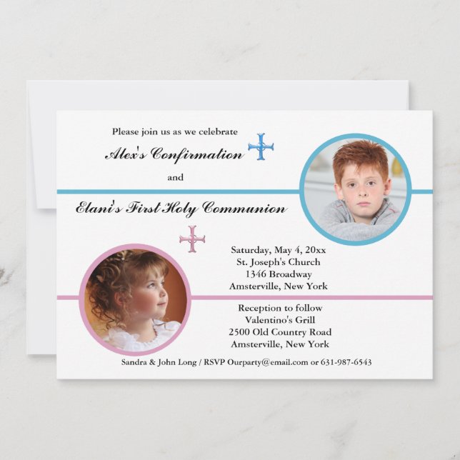 Siblings Two Photo Religious Invitation (Front)