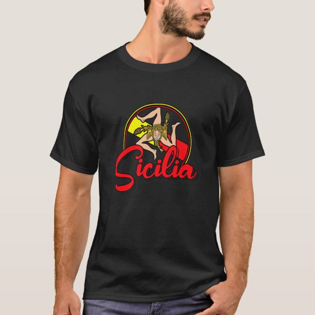 Sicilia Flag Sicily Palermo Italy  18 T-Shirt (Front)