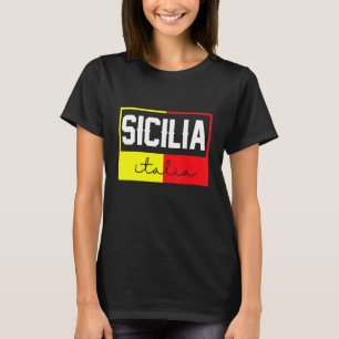 Sicilia Flag Sicily Palermo Italy 24 T-Shirt