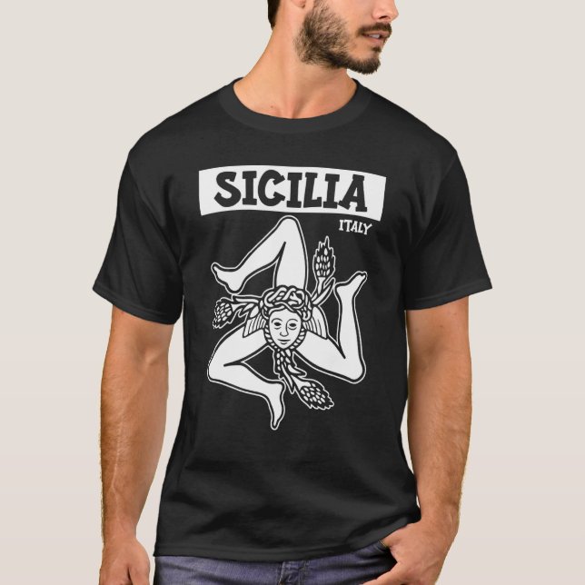 Sicilia Flag Sicily Palermo Italy 2 T-Shirt (Front)