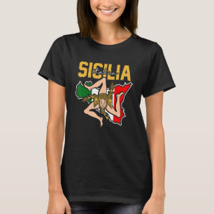Sicilia Flag Sicily Palermo Italy 32 T-Shirt
