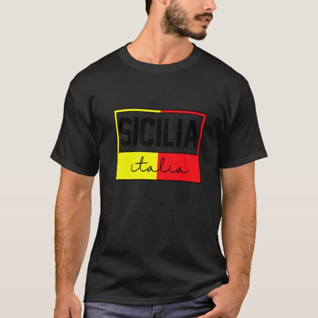 Sicilia Flag Sicily Palermo Italy  33 T-Shirt (Front)