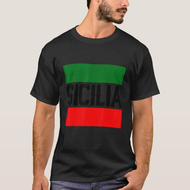 Sicilia Flag Sicily Palermo Italy 37 T-Shirt (Front)