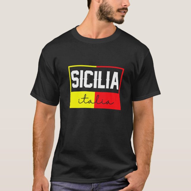 Sicilia Flag Sicily Palermo Italy  39 T-Shirt (Front)