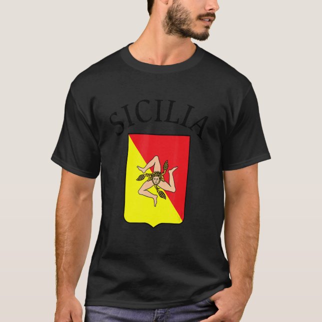 Sicilia Flag Sicily Palermo Italy 5 T-Shirt (Front)