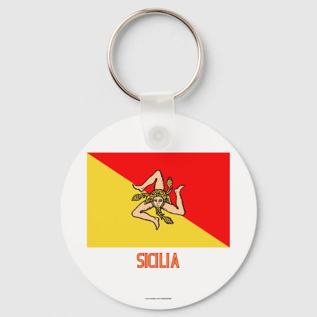 Sicilia flag with name key ring (Front)