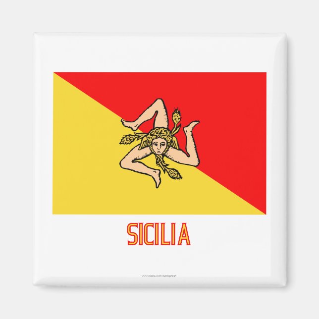 Sicilia flag with name magnet (Front)