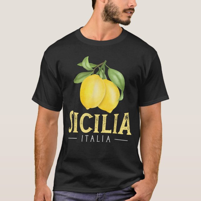 Sicilia Italia Italian Lemons Proud Sicilian retro T-Shirt (Front)