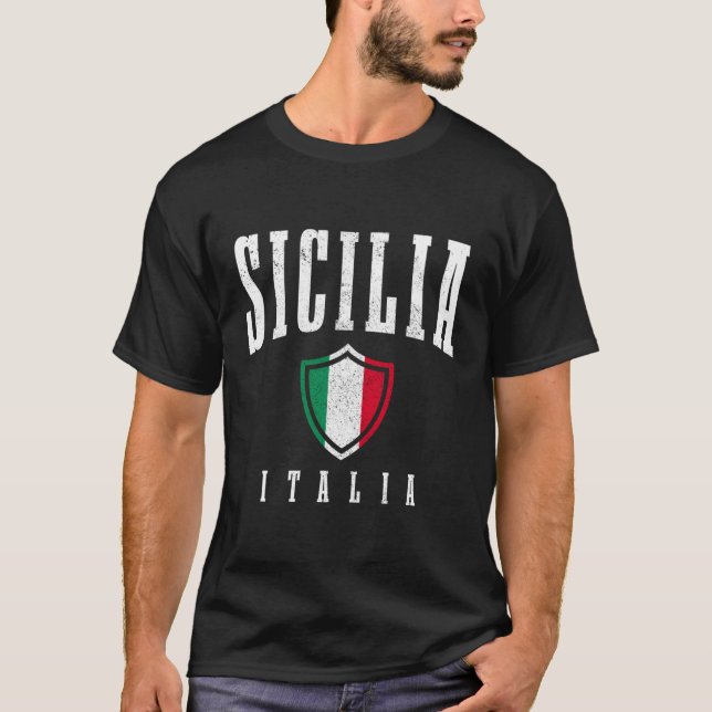 Sicilia Italy Sicily Italia Italian Flag Pride T-Shirt (Front)