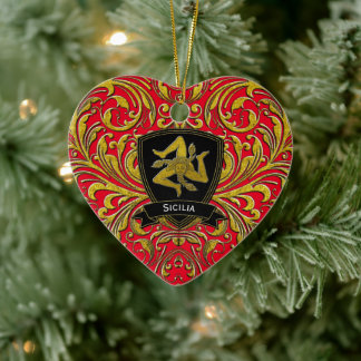 Sicilia Keepsake Heirloom Heart Ceramic Ornament