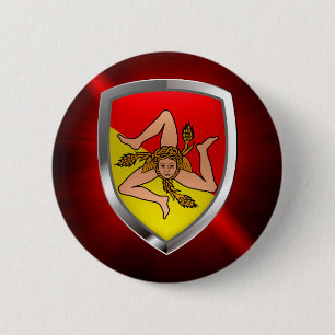 Sicilia Mettalic Emblem 6 Cm Round Badge