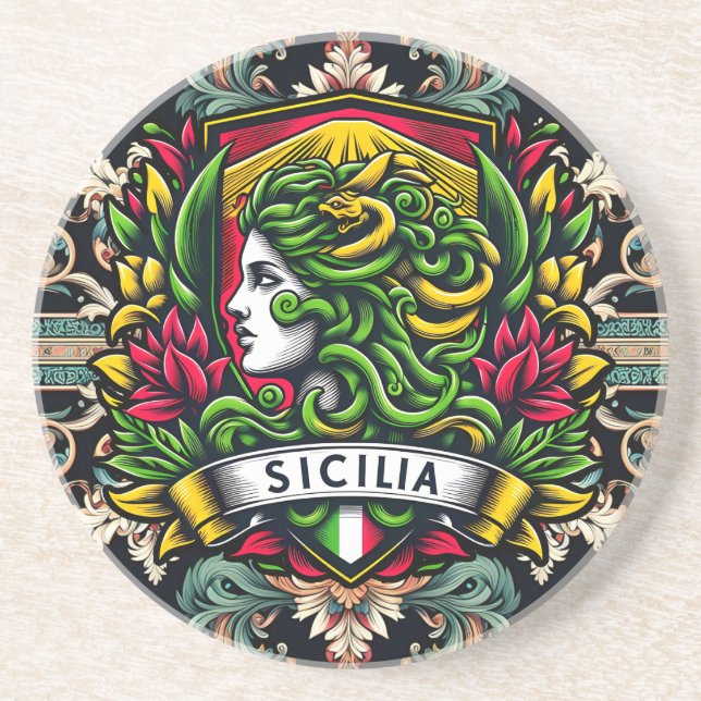 Sicilia Sicilian  Coaster (Front)