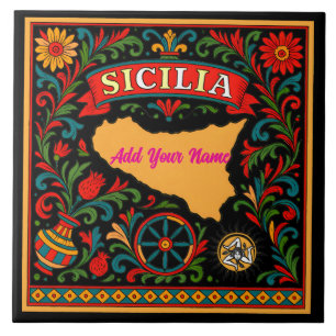 Sicilia Sicilian Design Tile (customise with name)