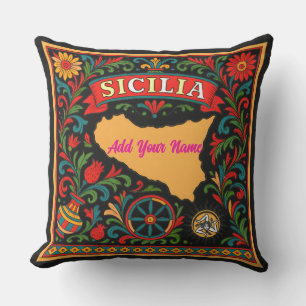Sicilia Sicilian Design Tile (customise with name) Cushion